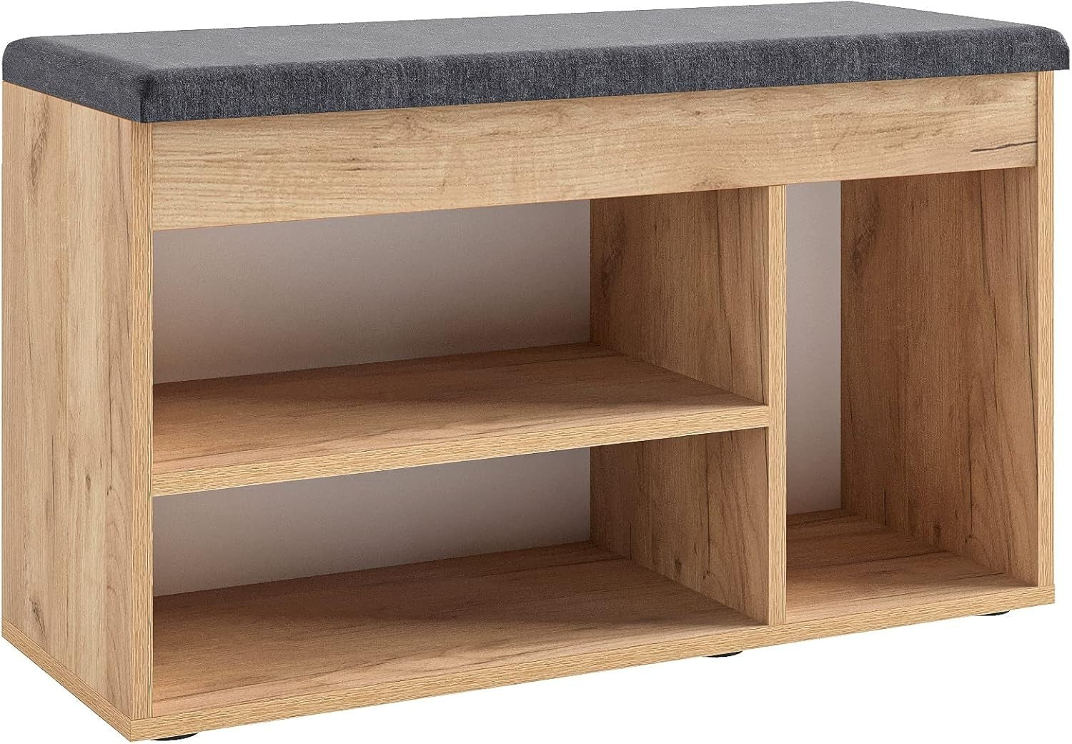 Honey Oak Shoe Storage Bench with Cushion Hidden Seat for Entryway Hallway