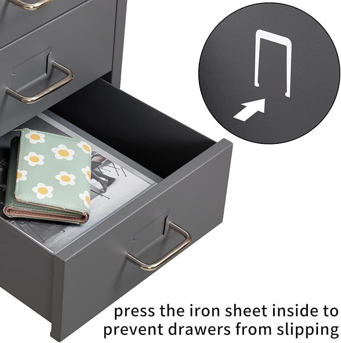 6 Drawer Metal File Cabinet Wheels, Tall Lockable Office Storage Unit