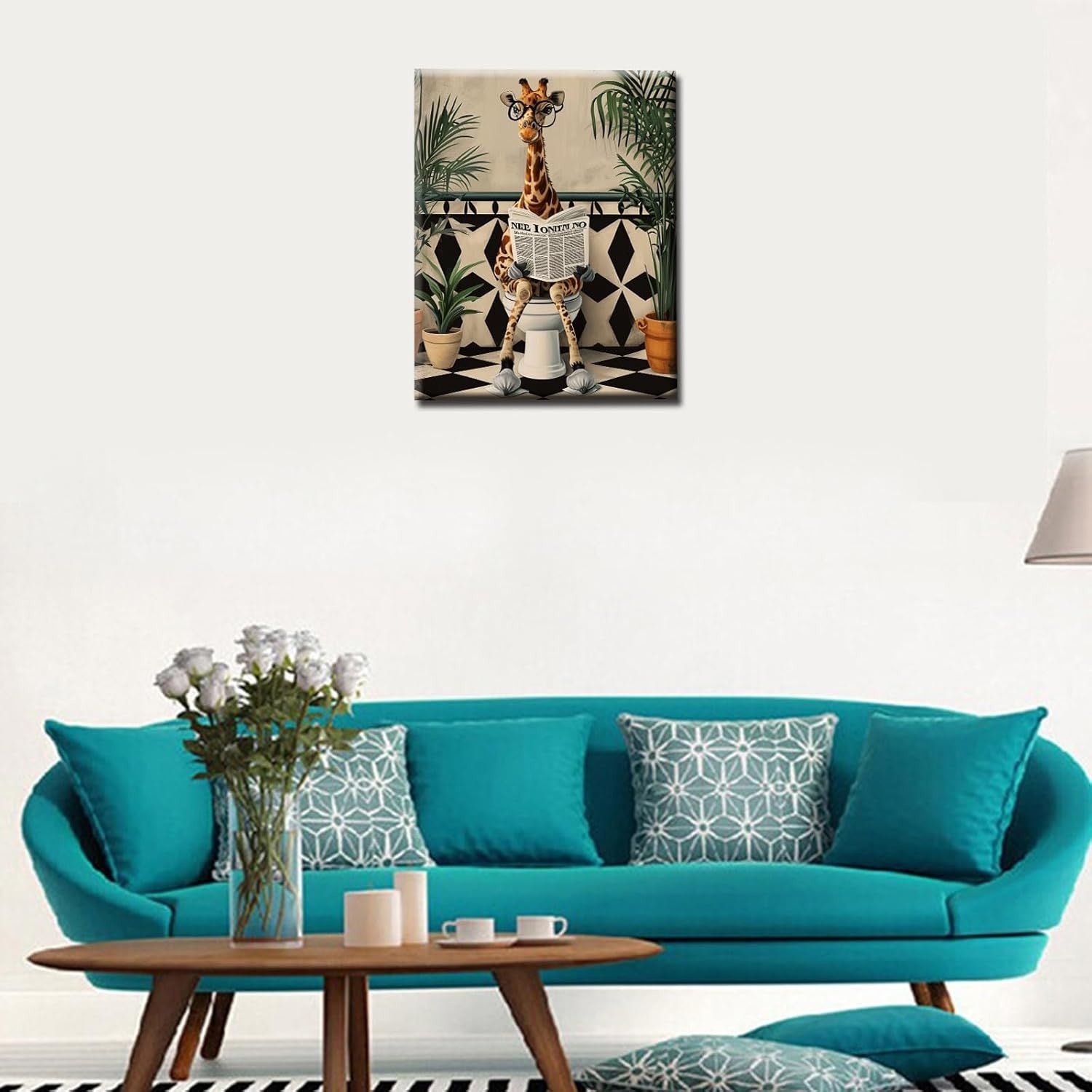 Cute Giraffe Canvas Wall Art Framed Funny Animal
