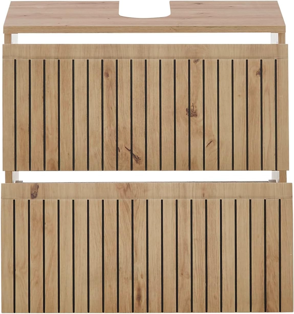 Natural Oak Under Sink Cabinet – 2 Drawer Bathroom Vanity Storage Unit