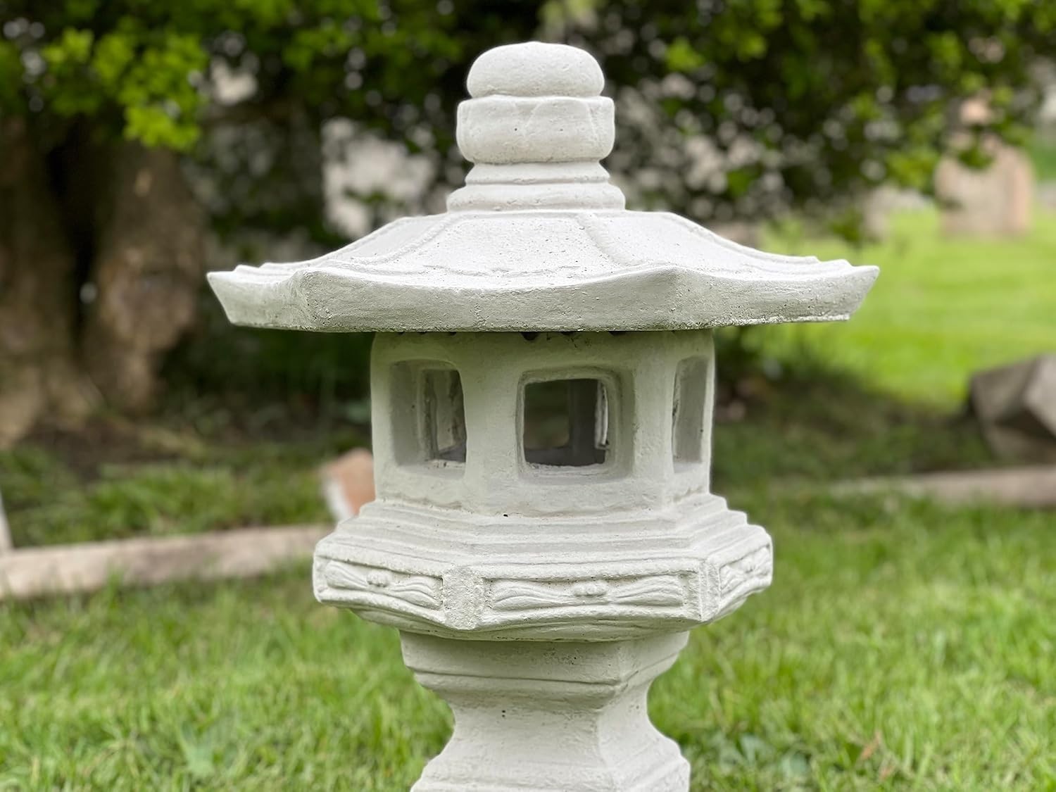 Handmade Japanese Lantern Pagoda Concrete Zen Garden Ornament Outdoor Stone