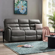 3 Seater Manual Recliner Sofa Grey Air Leather Lounge Couch Padded Chair