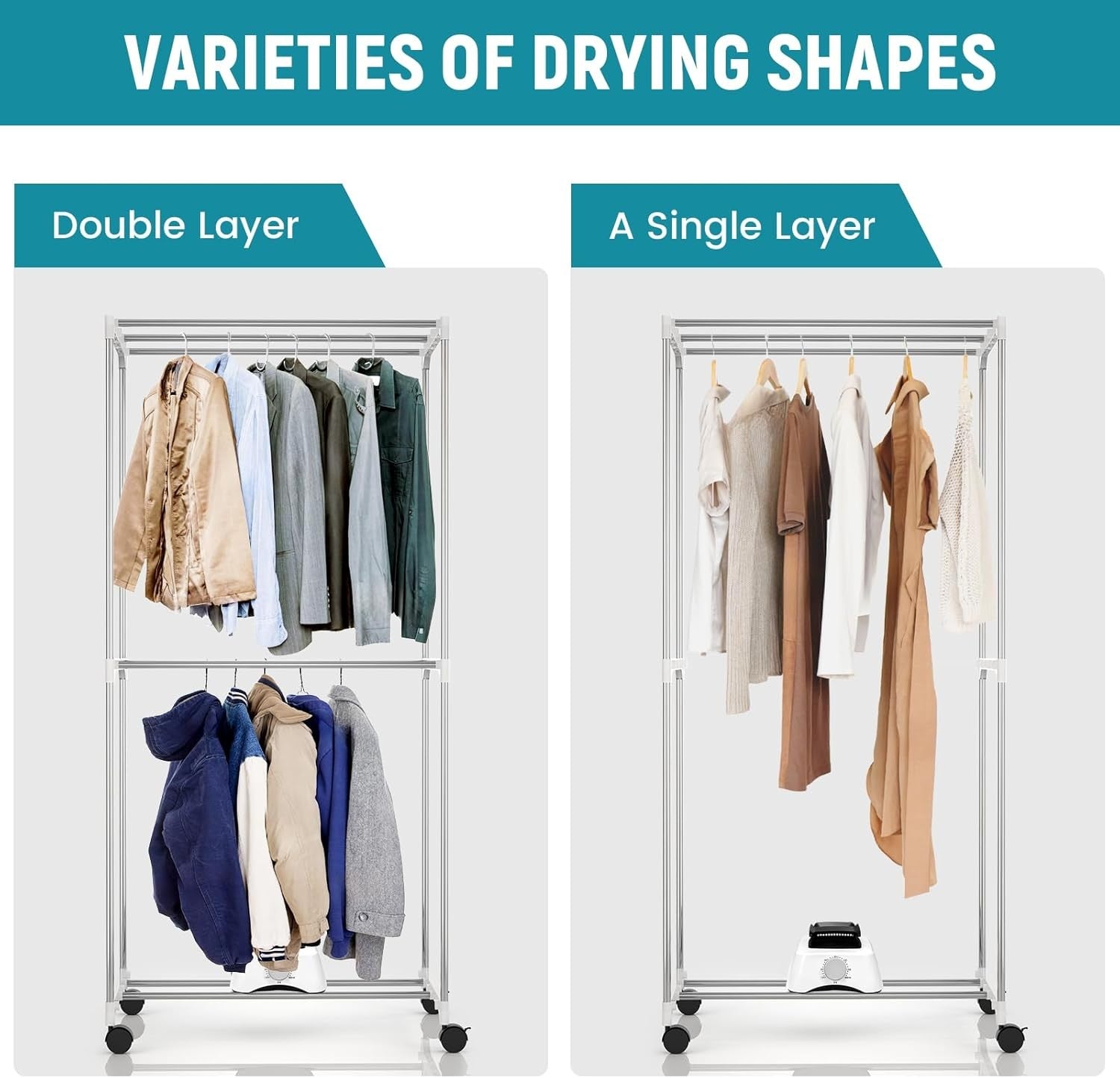 1000W Heated Clothes Airer With Cover Electric Indoor Dryer 2 Tier Timer