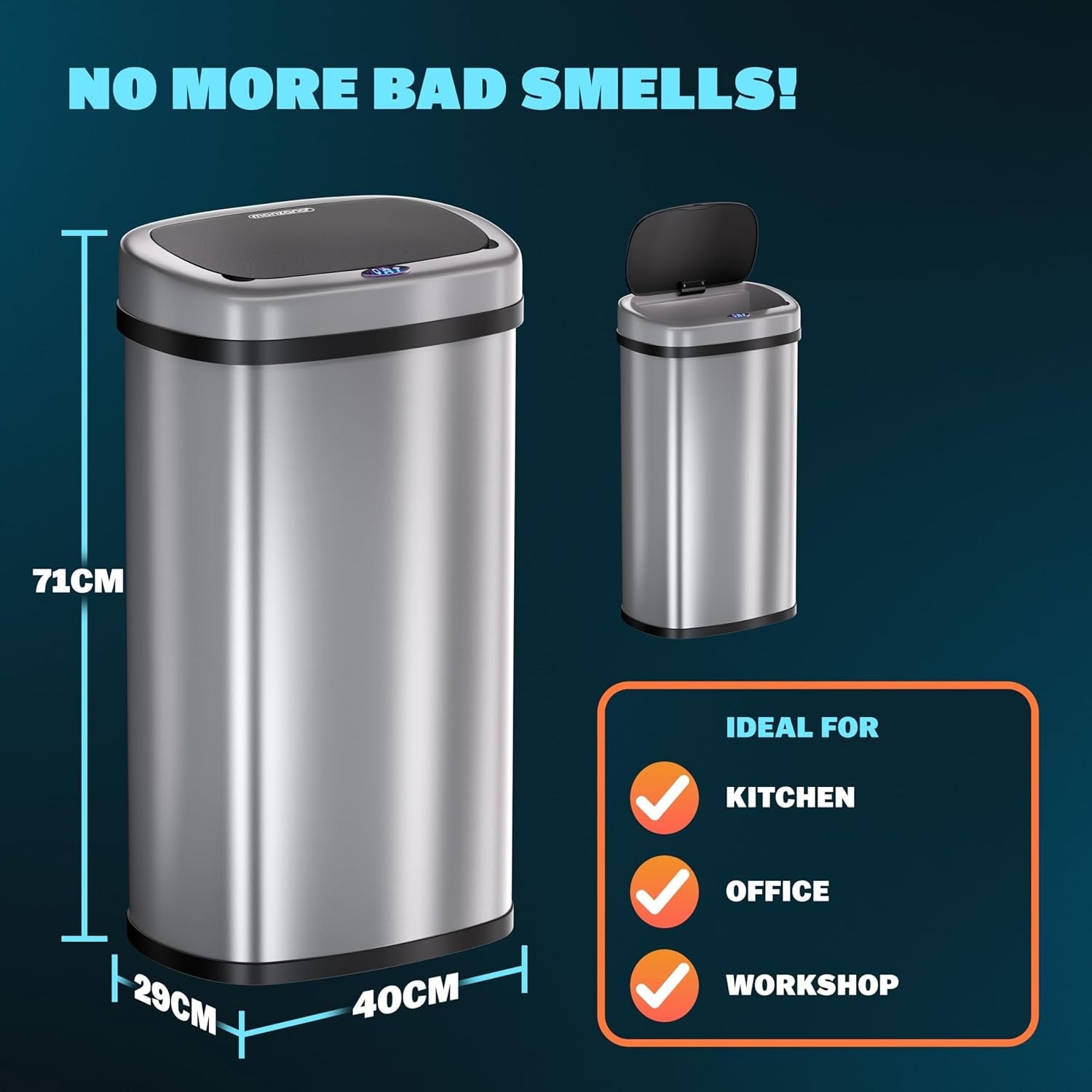 58L Automatic Sensor Bin Stainless Steel Soft Close