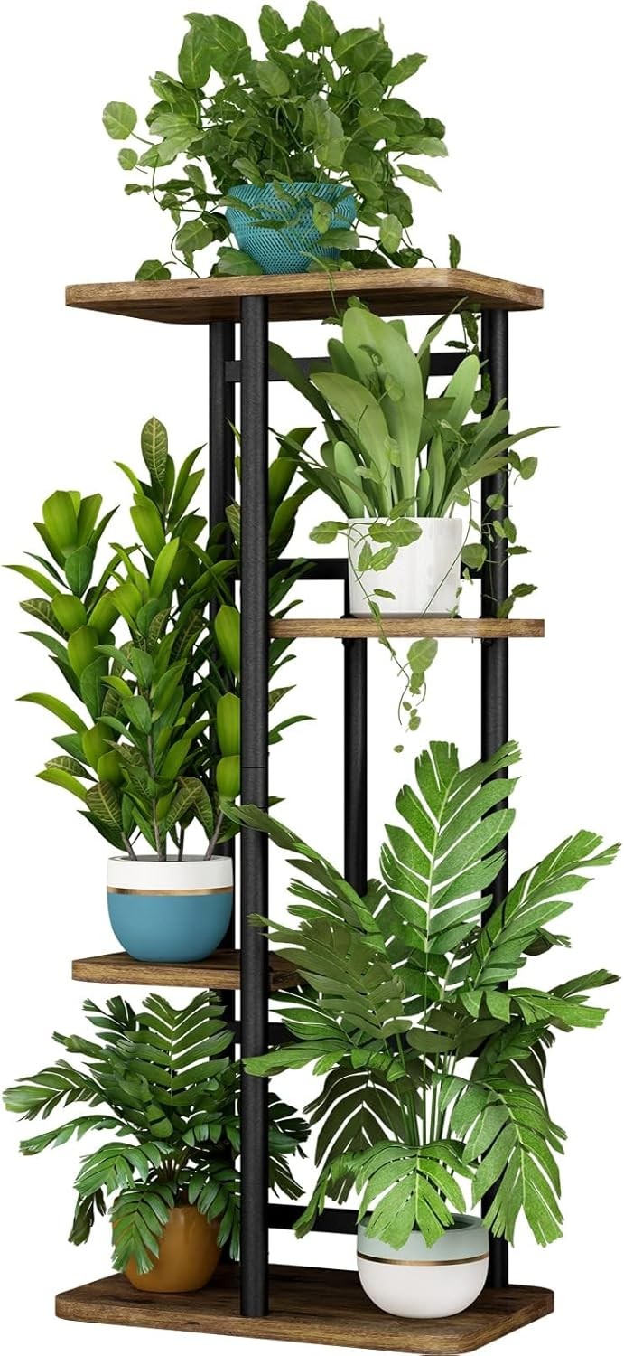 4 Tier Metal Plant Stand Indoor 5 Pot Flower Shelf Corner Display Rack for Home