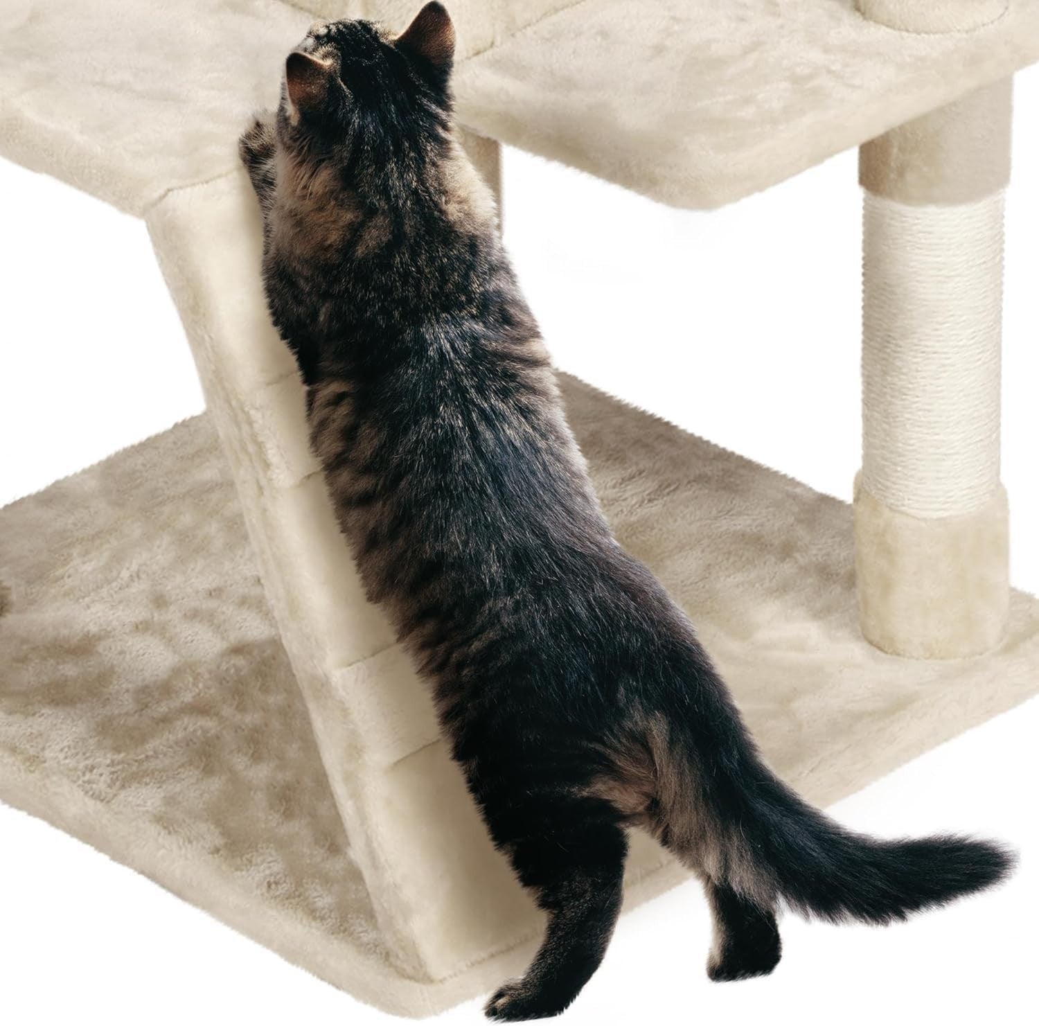 135cm Large Cat Tree Tower Beige Multi Level Condos Scratching Posts Indoor