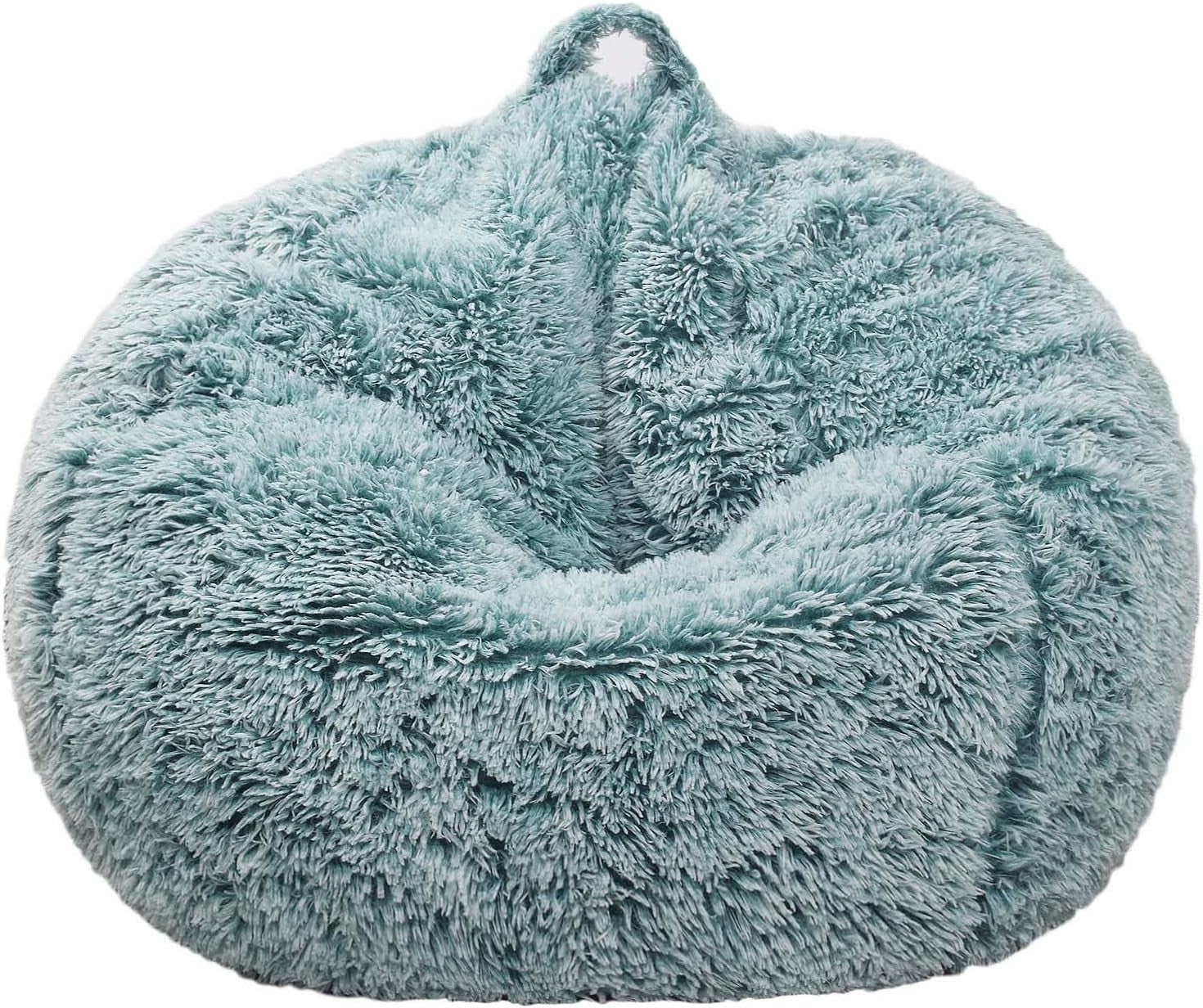 Fluffy Faux Fur Bean Bag Chair Kids Adults Plush Storage Soft Cozy Seat
