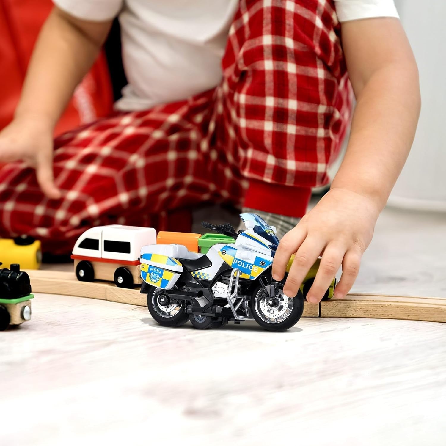 Friction Powered Kids Motorcycle Toy with Sound & Lights – Safe, Durable Fun