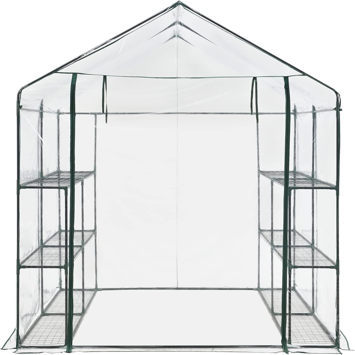 Large Walk-In Greenhouse with Shelves | Heavy Duty PVC Cover | Steel Frame