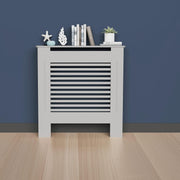 Modern Grey Radiator Cover Cabinet 92cm MDF Slatted Heater Shelf