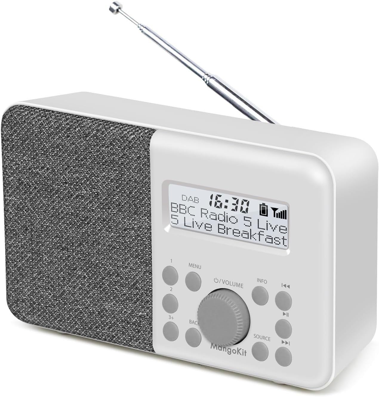 Portable DAB+ FM Digital Radio Bluetooth Alarm Stone Grey