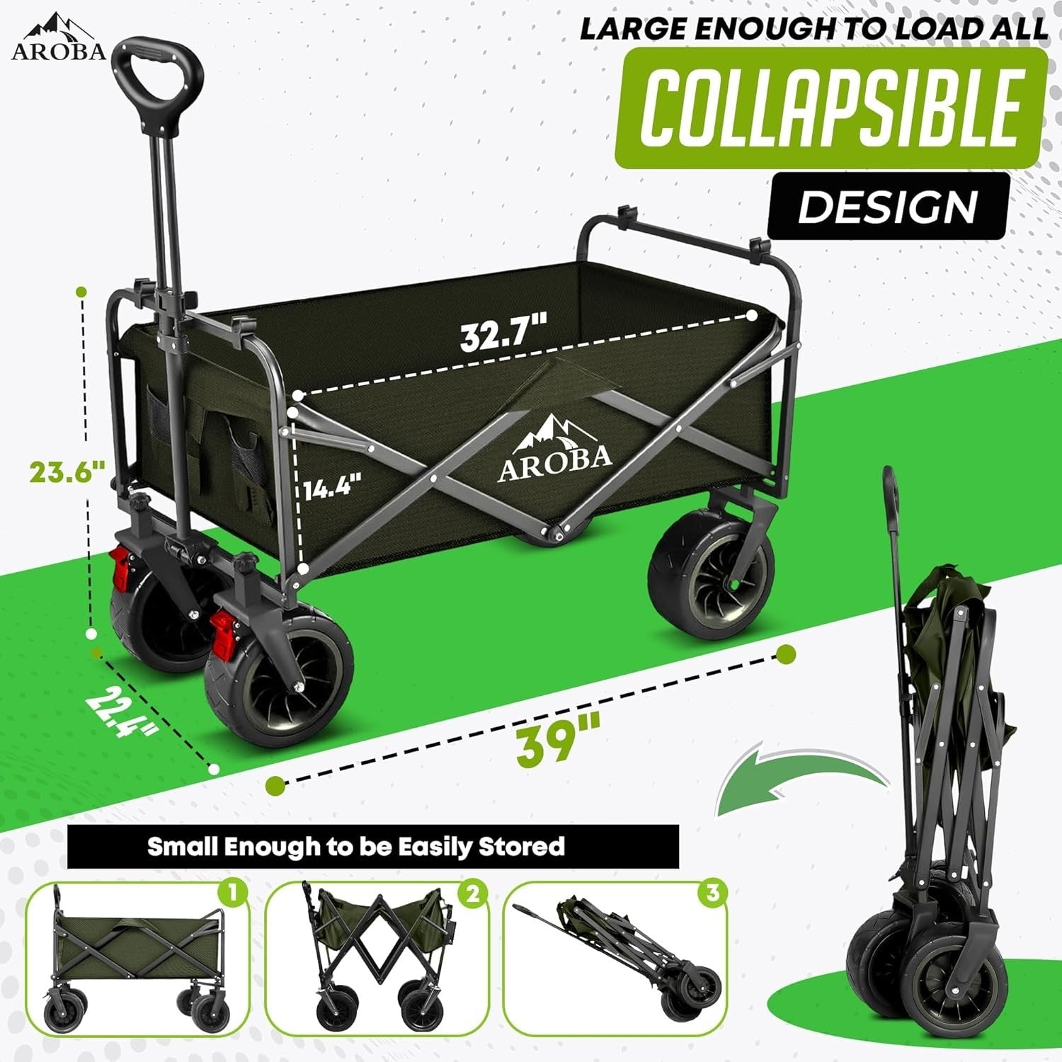300L Heavy Duty Folding Festival Wagon All-Terrain Trolley w/ Chair & Umbrella