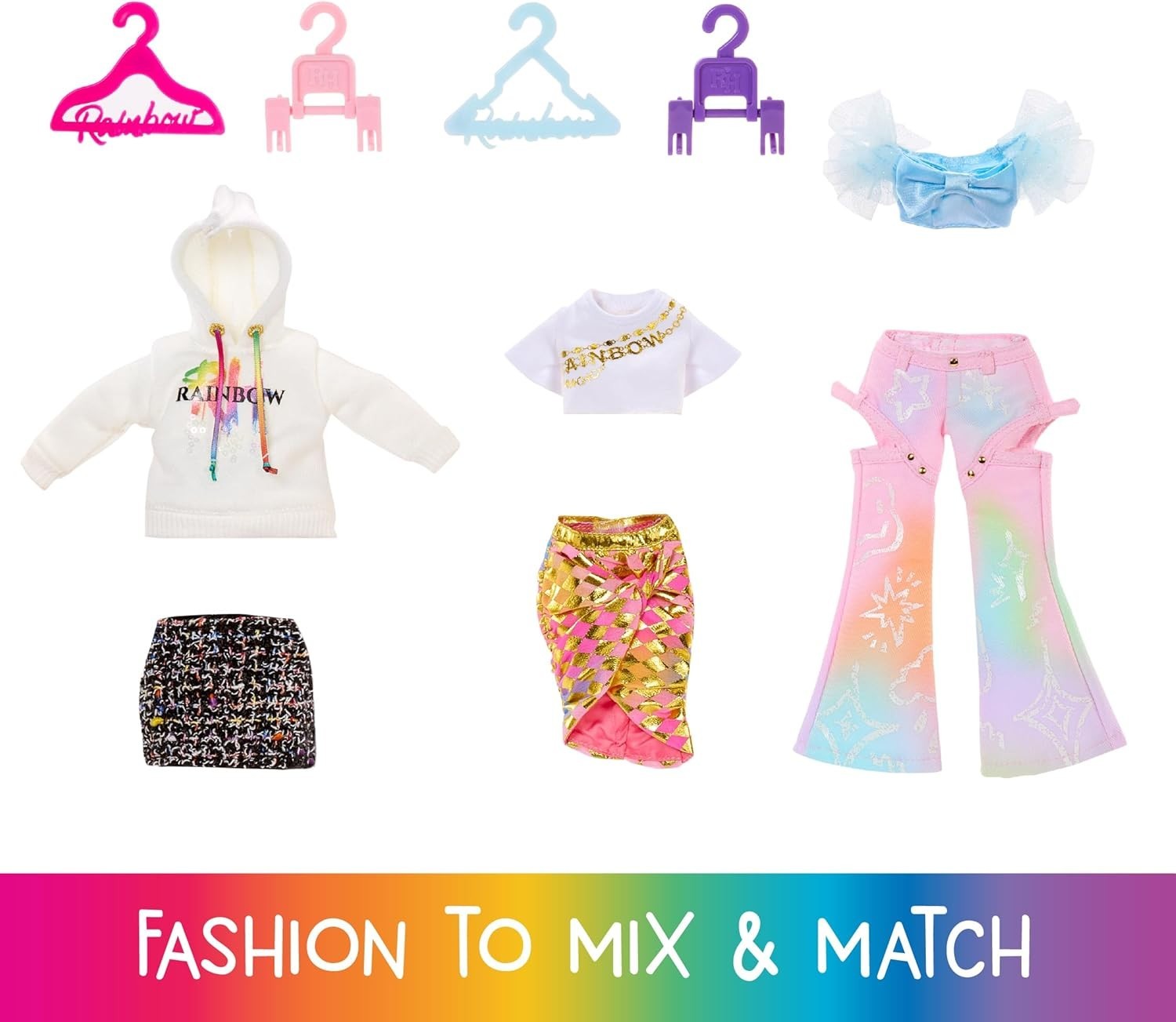 Fashion Doll Closet Playset Rainbow Outfits Shoes Purses Rack Set