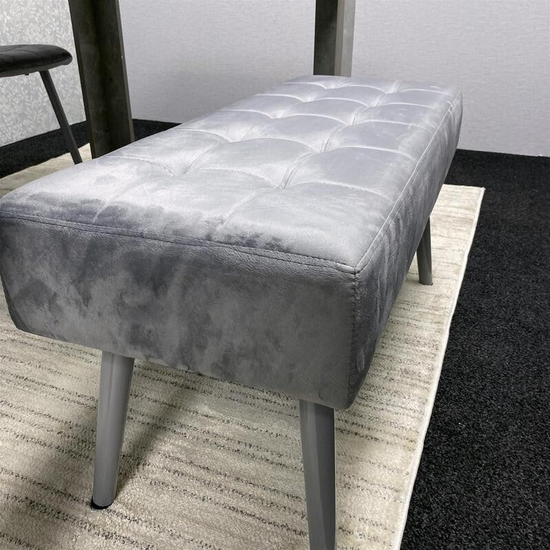 Grey Wood Dining Table Set with 2 Chairs & 2 Benches Padded Kitchen Set