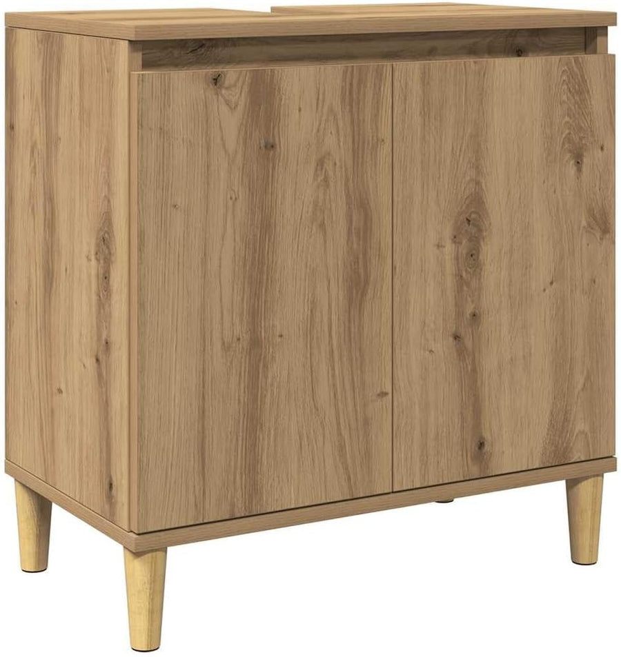 Artisan Oak Under Sink Bathroom Cabinet 58x33x60cm – Modern Vanity Storage Unit