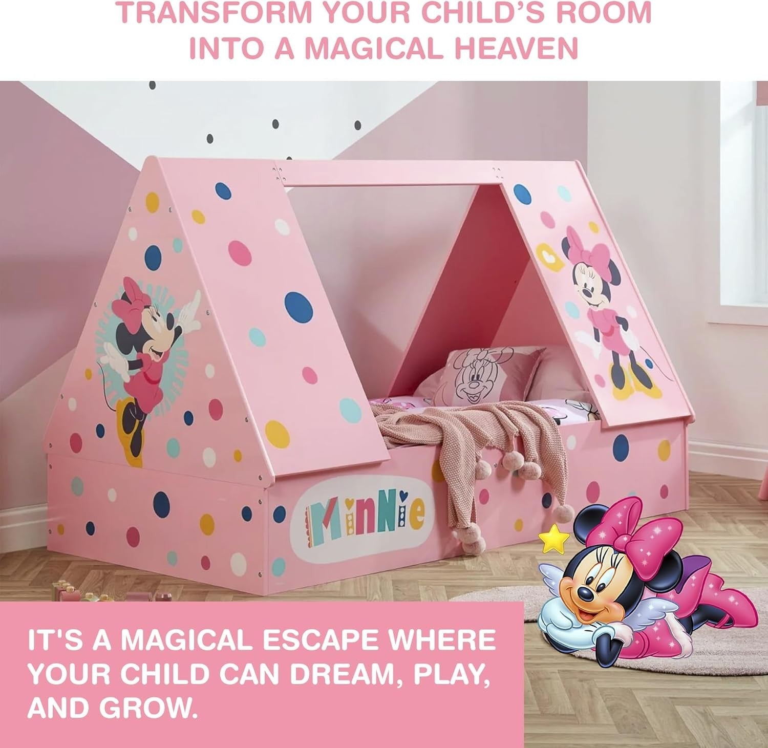 Toddler Bed with Fun Tent Frame, Kids Sleep Solution, Easy Assembly
