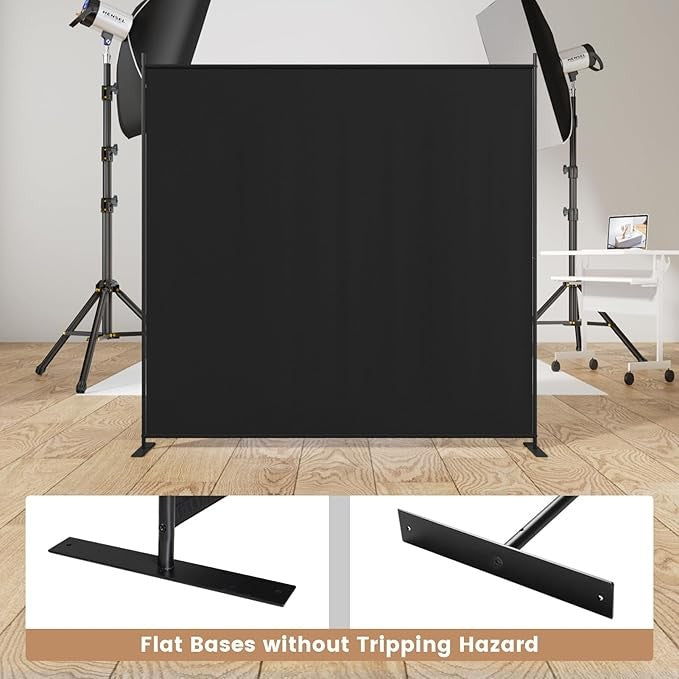 6FT Folding Room Divider Black Privacy Screen Partition Wall Office Home