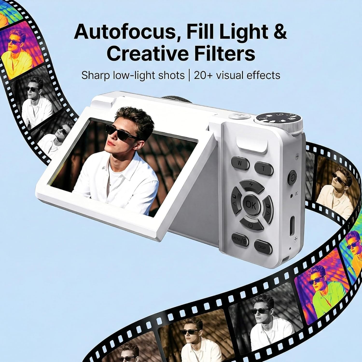 64MP 4K Vlogging Camera Autofocus Flip Screen Travel Camera 32GB Kit