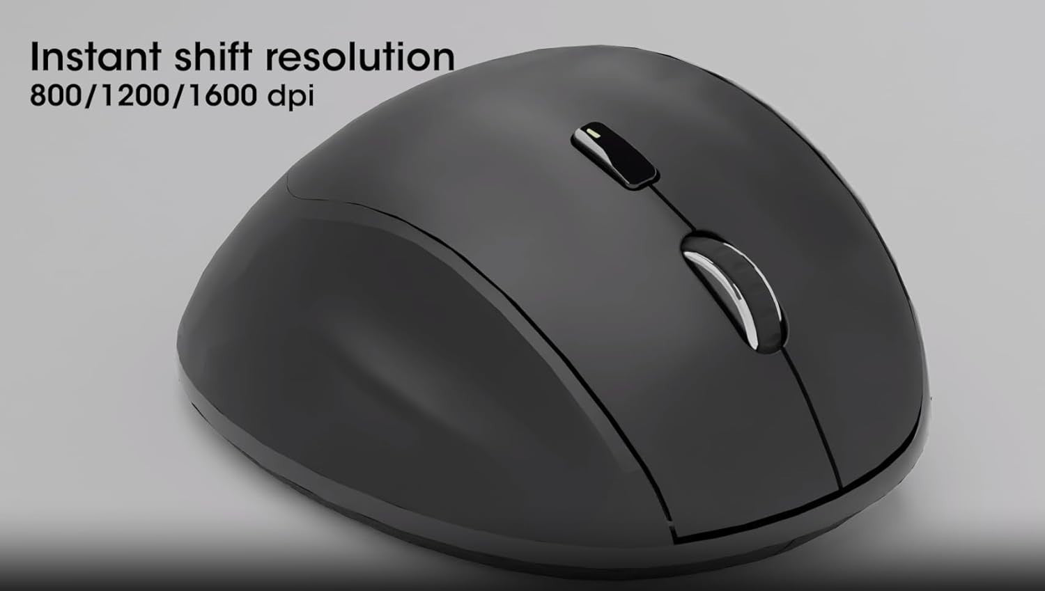 Ergonomic Wireless Mouse USB-C & USB-A Receiver 1600 DPI Black