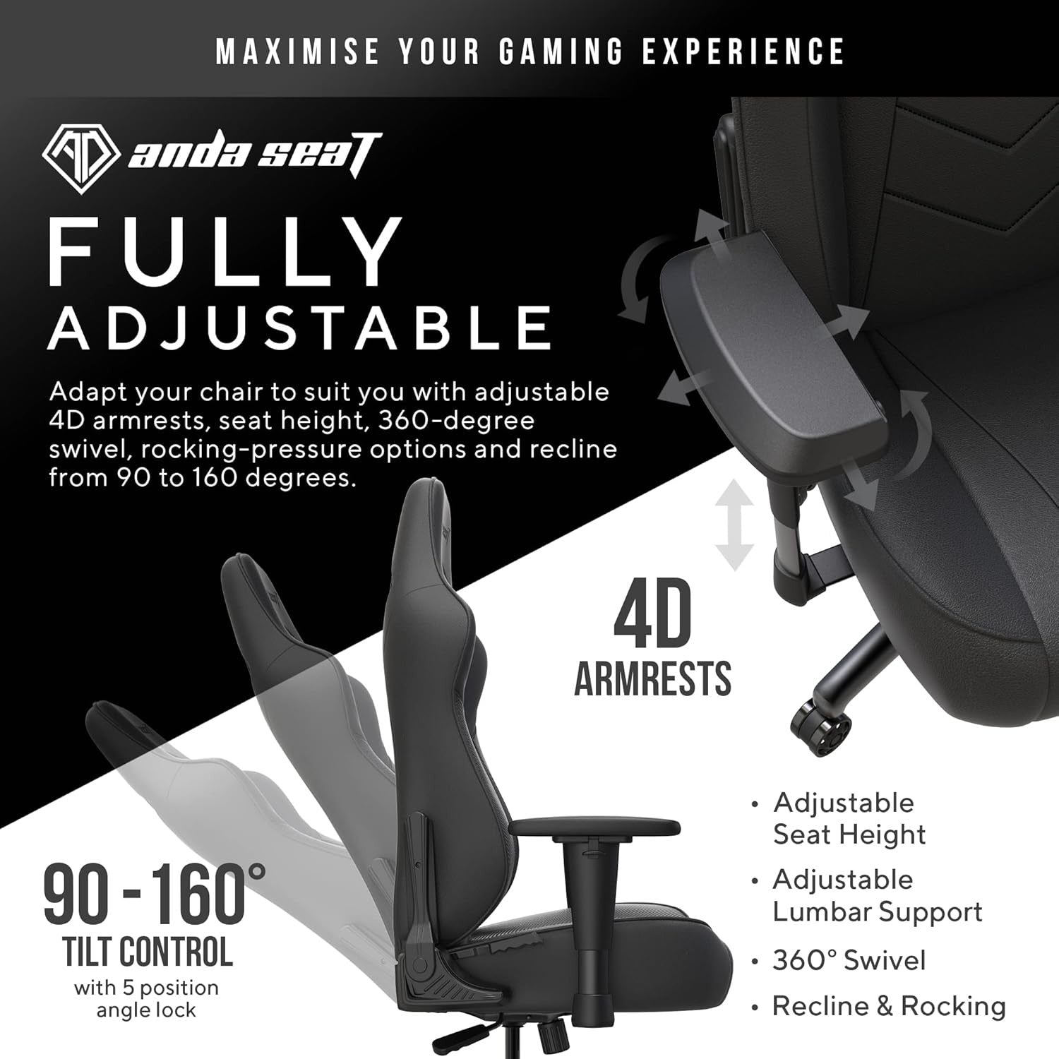 Ergonomic Gaming Chair Reclining PVC Leather w/ Lumbar Support
