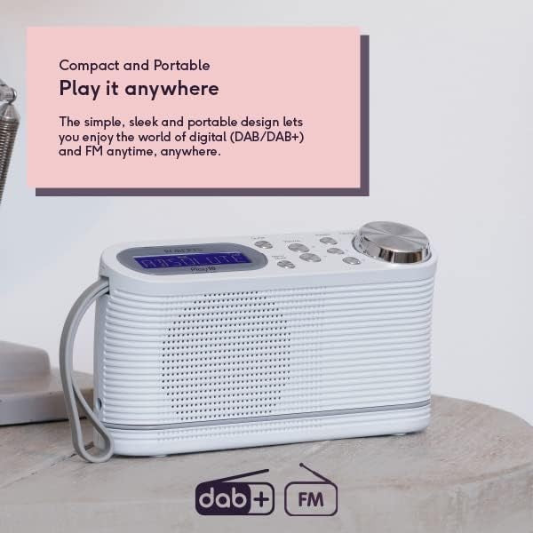 Portable DAB+ FM Digital Radio Alarm Clock White Battery Powered