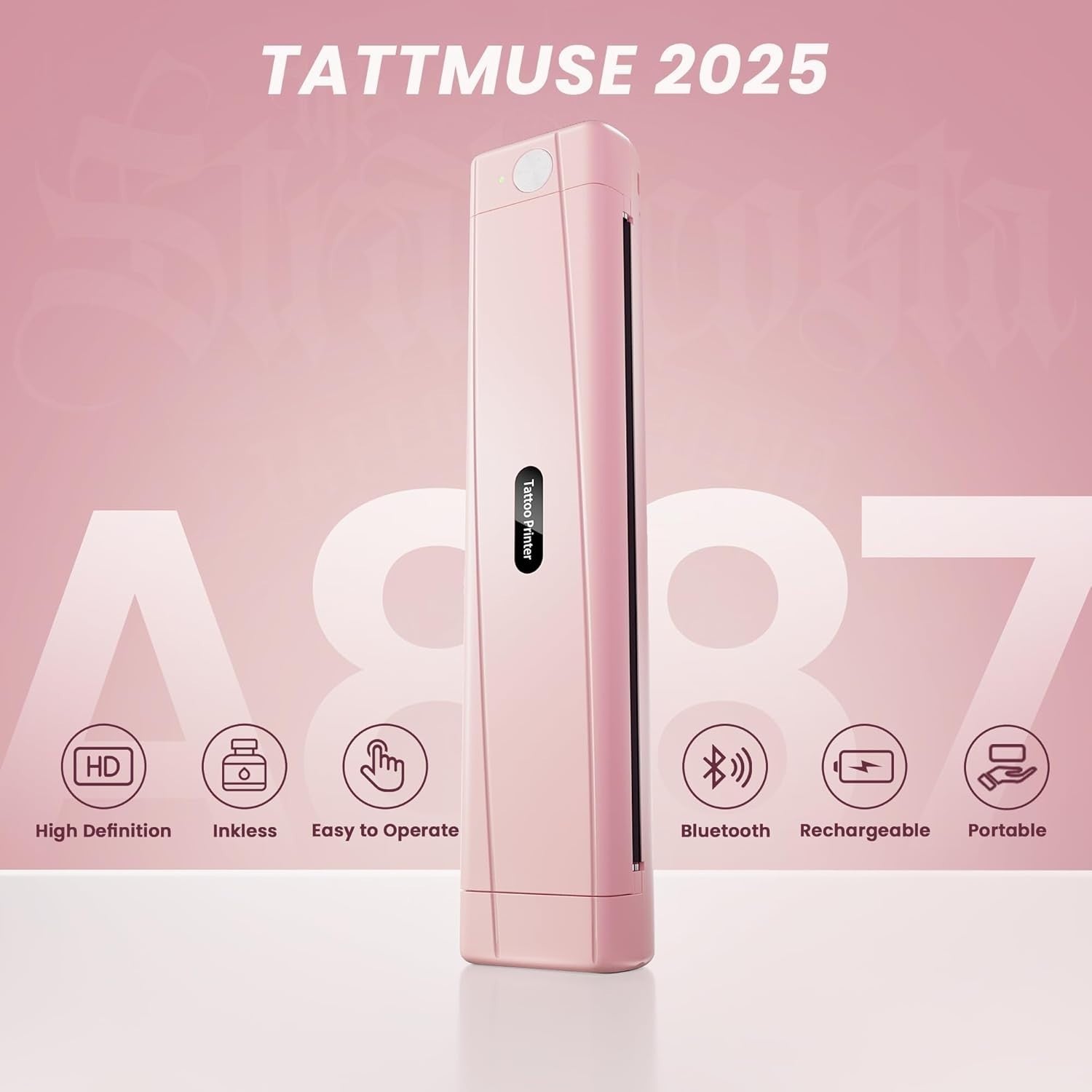 Pink Tattoo Stencil Printer Wireless Thermal Tattoo Machine for Artists