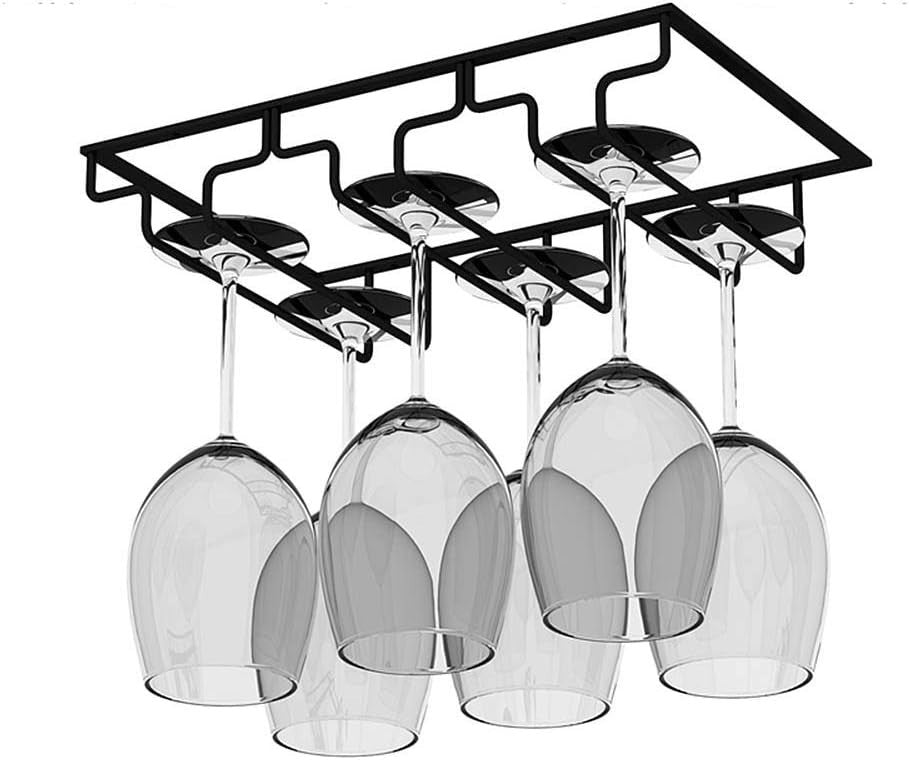 Under Cabinet Wine Glass Rack Hanging Holder 2 Pack 3 Slot Metal Stemware