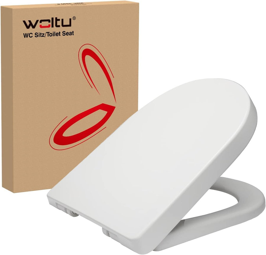 D-Shape Toilet Seat White Soft Close Quick Release Adjustable Hinge Top Fix