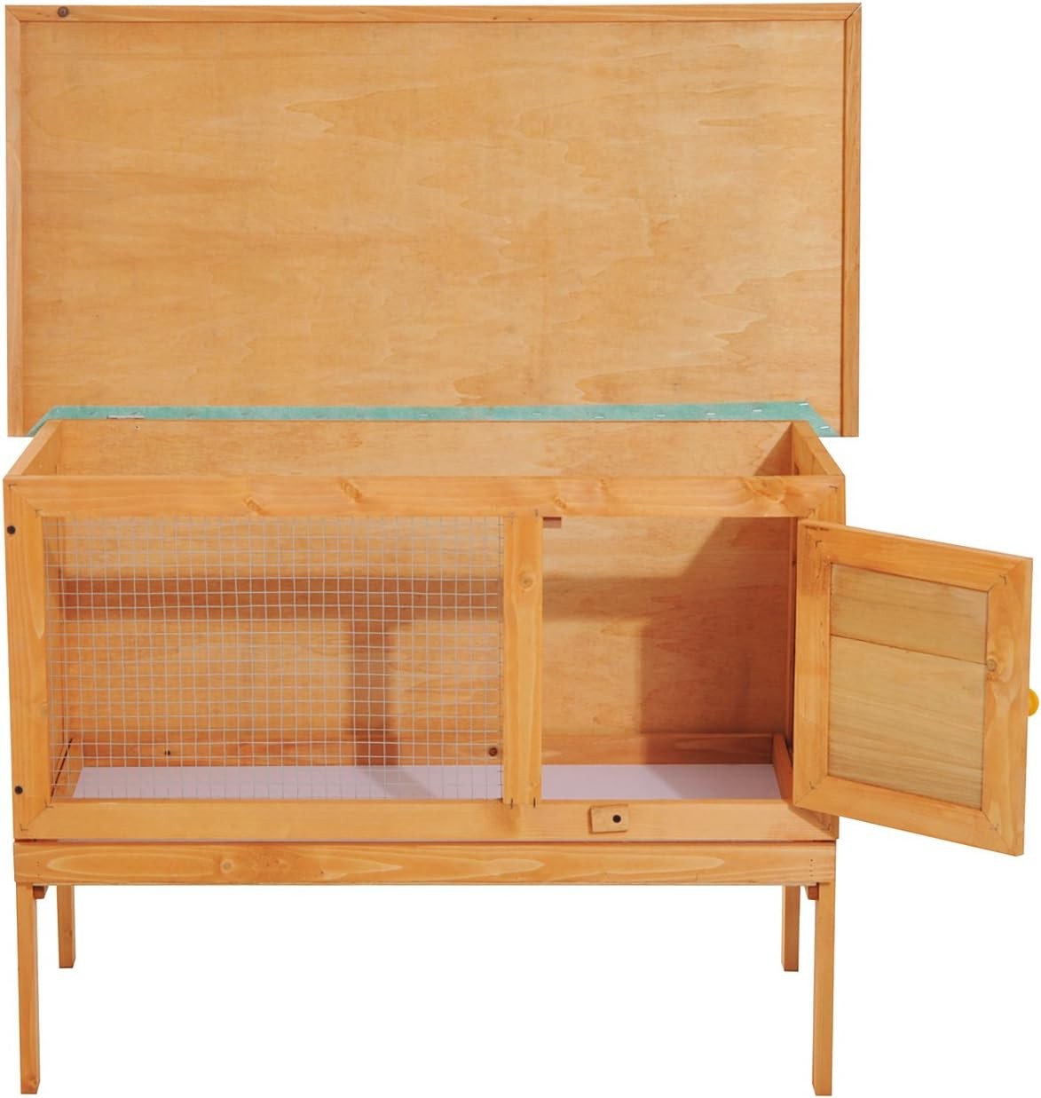 Wooden Rabbit Hutch Outdoor Elevated Guinea Pig Cage with Sliding Tray