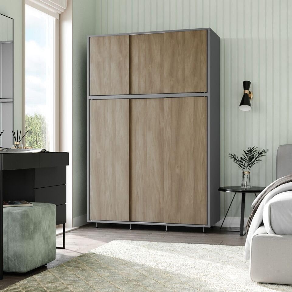 6-Door Sliding Wardrobe with Adjustable Feet | Spacious Closet Storage