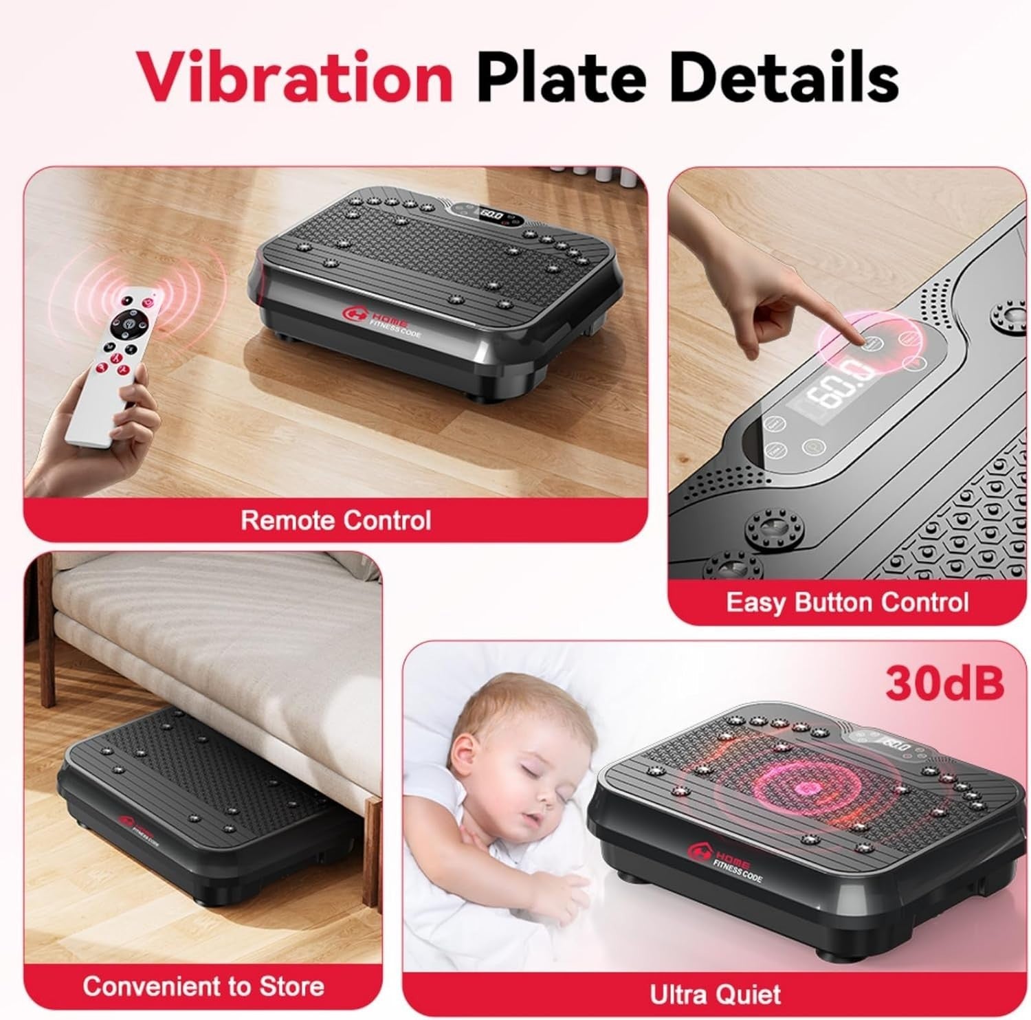 Dual Motor Vibration Plate 250 Speeds Bluetooth Home Workout