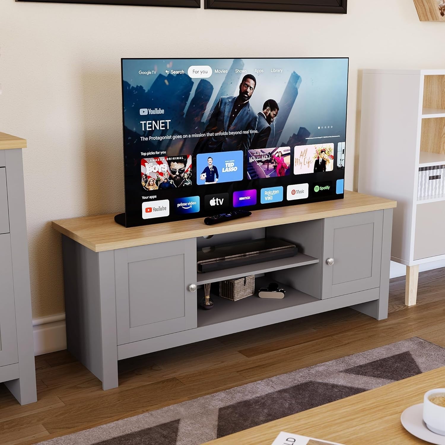 Modern Grey TV Unit Cabinet Stand | Storage Sideboard for Living Room
