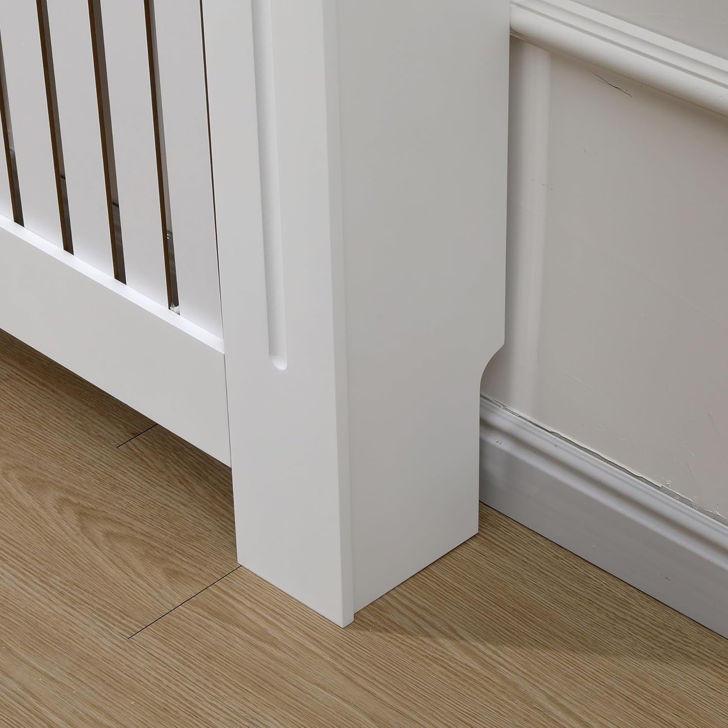 Extra Large Radiator Cover | White Oak Vertical Slat MDF Cabinet – Modern Design
