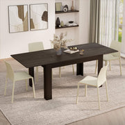 Extendable Dining Table 6-8 Seater Dark Walnut Space Saver Modern