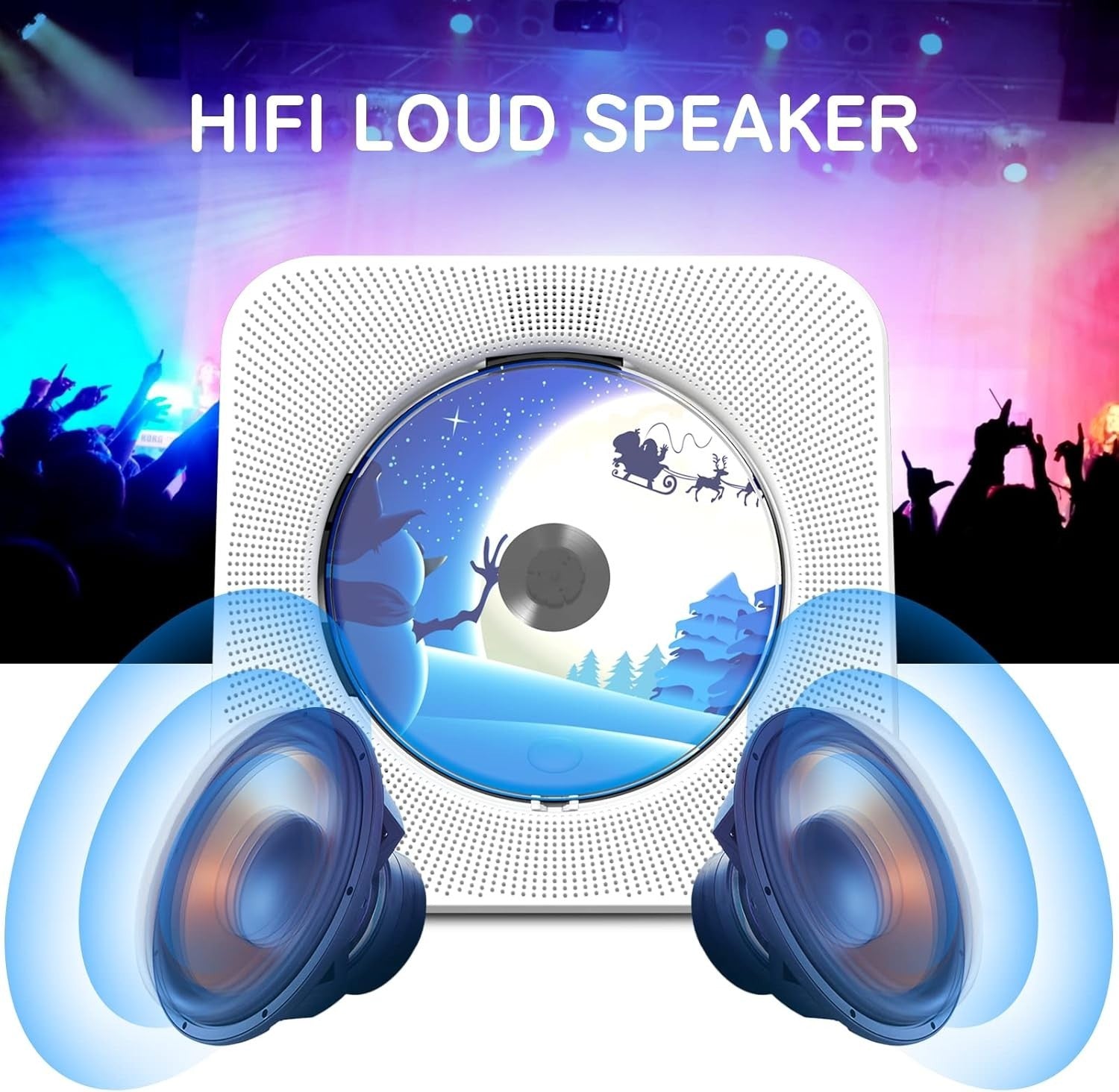 Desktop CD Player Bluetooth 5.0 Speakers FM Radio USB AUX Remote LCD