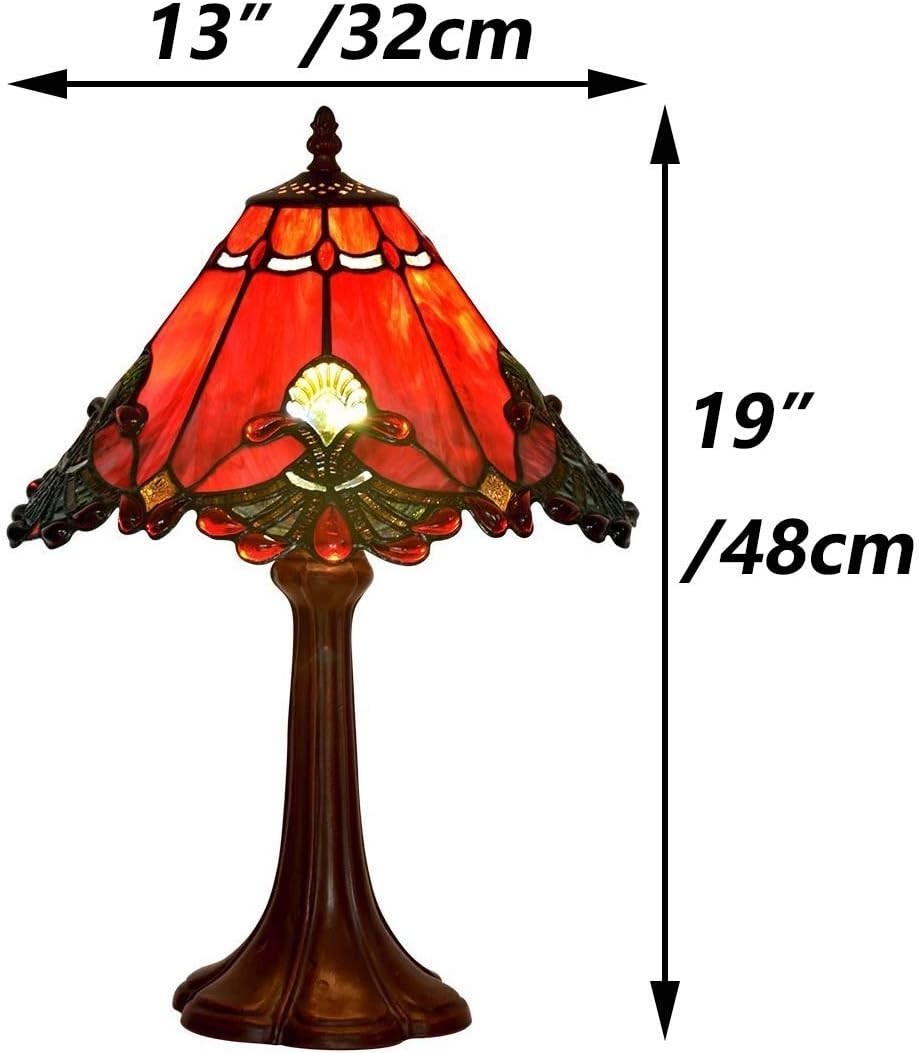 Handmade Baroque Stained Glass Table Lamp 48cm Tall Bedside Light