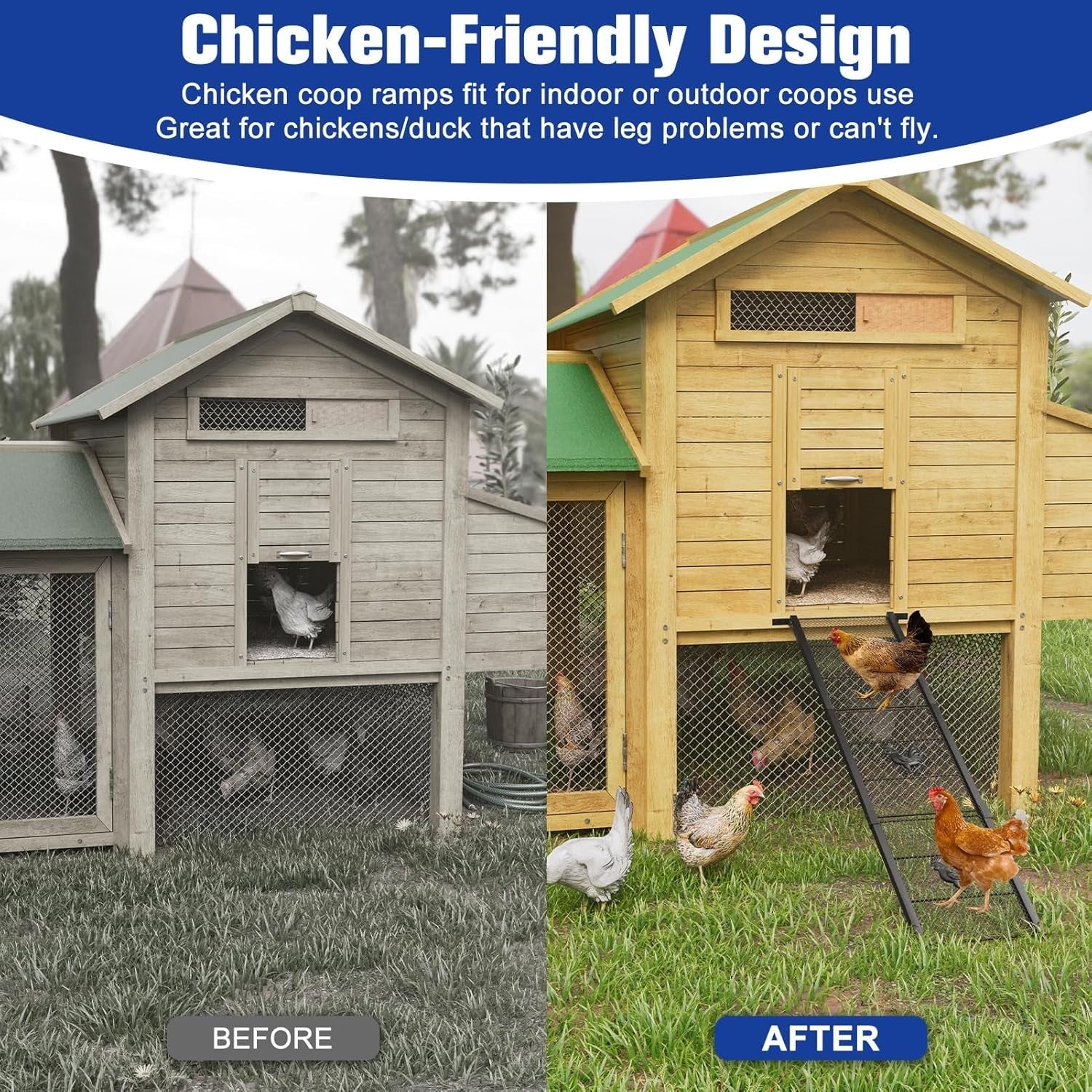 Metal Chicken Coop Ramp Adjustable Non Slip 39in