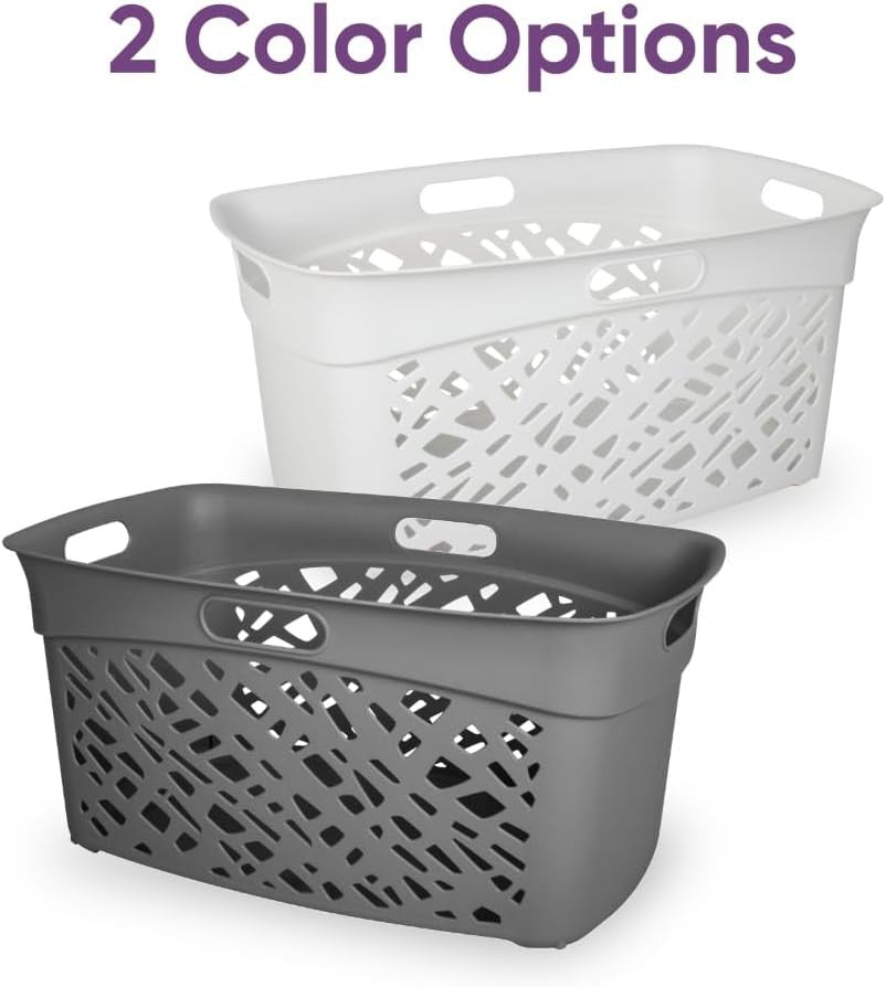 45L White Mosaic Laundry Basket with Ventilation, Lightweight & Durable