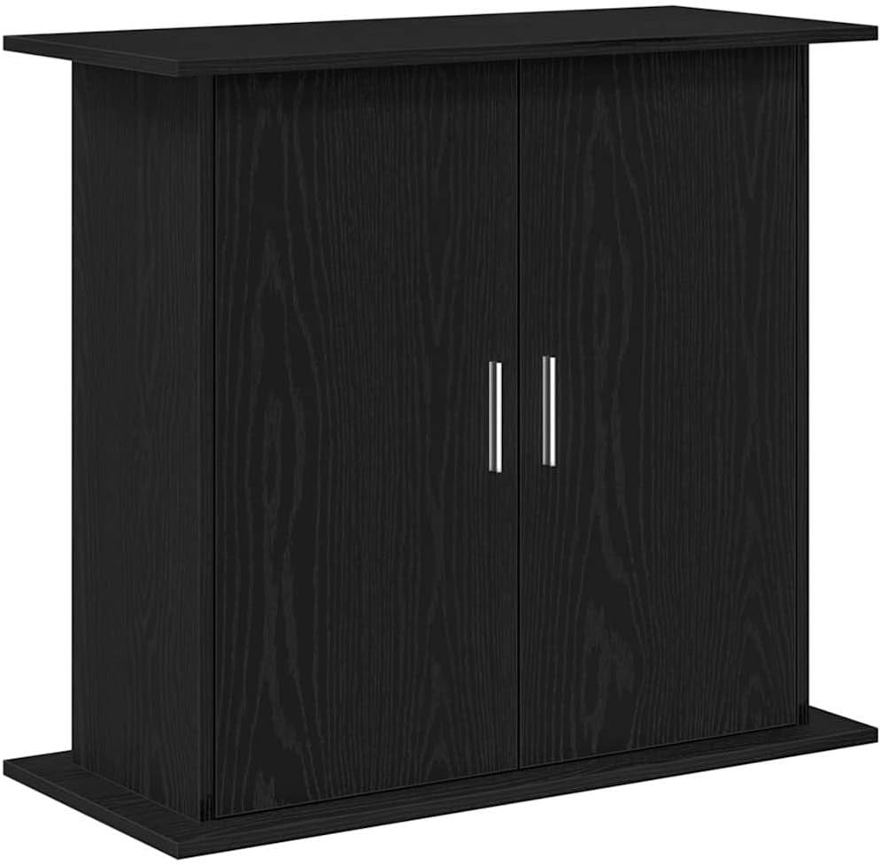 Black Aquarium Stand 81x36x73cm with Storage Shelves for Living Rooms
