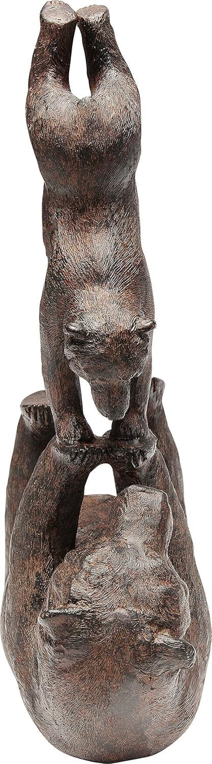 Handstand Bear Figurine Ornament | Handmade Brown Resin Decor | Cute Animal Gift