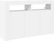 Modern White Sideboard with LED Lighting | Spacious 3-Door Storage Unit