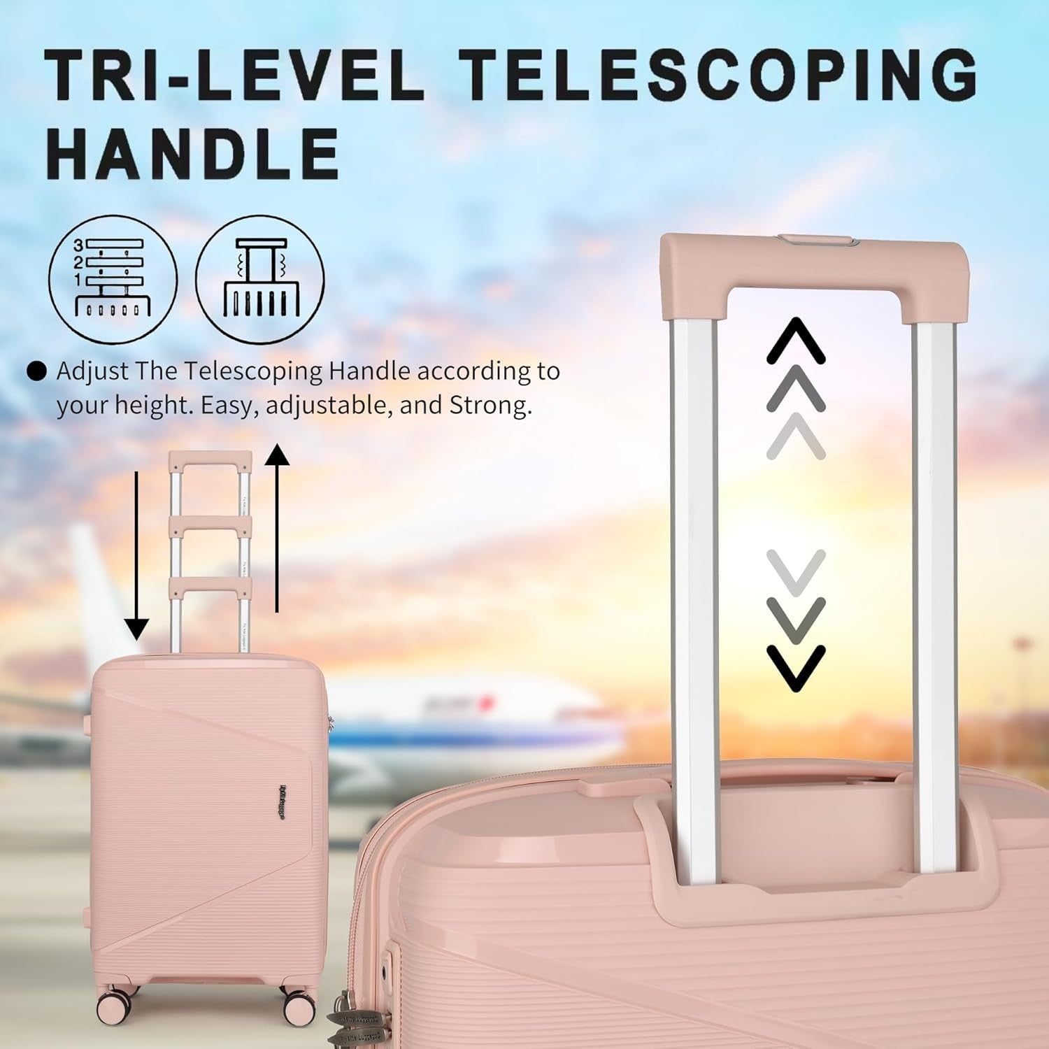 20 Inch Cabin Suitcase Hard Shell TSA Lock Spinner Wheels PP
