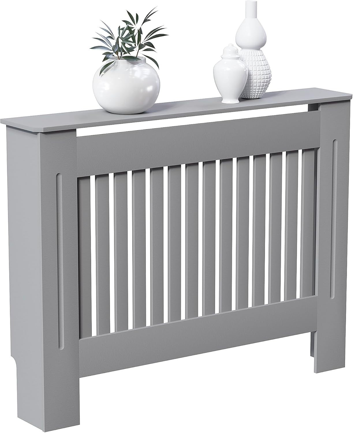 Medium Olive Grey Radiator Cover Cabinet | Modern MDF Slatted Heater Cover