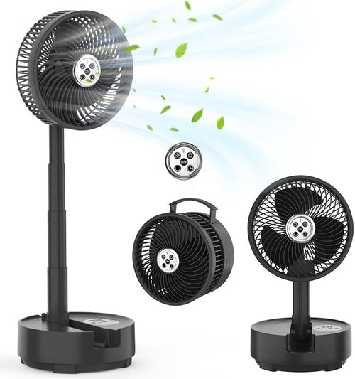 8-Inch Portable Fan – Wireless Rechargeable w/ LED Light & Remote for Travel