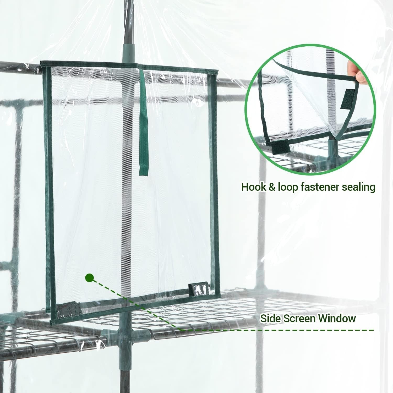 Walk-In 3 Tier 12 Shelf Greenhouse | Clear PVC Cover Heavy-Duty Garden Growhouse