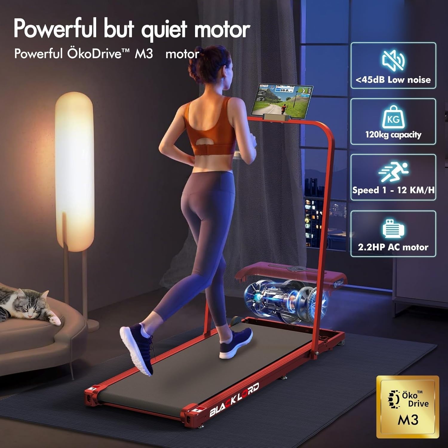 Compact Walking Pad Treadmill 9km/h Slim Under Desk Foldable Quiet Home Gym