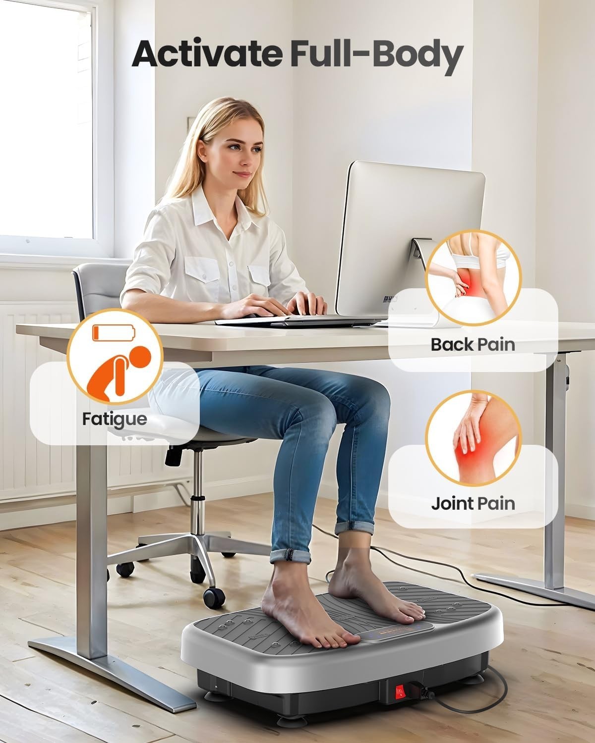 Grey Vibration Plate Exercise Machine 200 Speeds 450lb Lymphatic Drainage