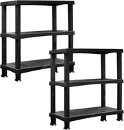 3-Tier Plastic Storage Shelf 40D x 80W x 96H cm Heavy Duty Black
