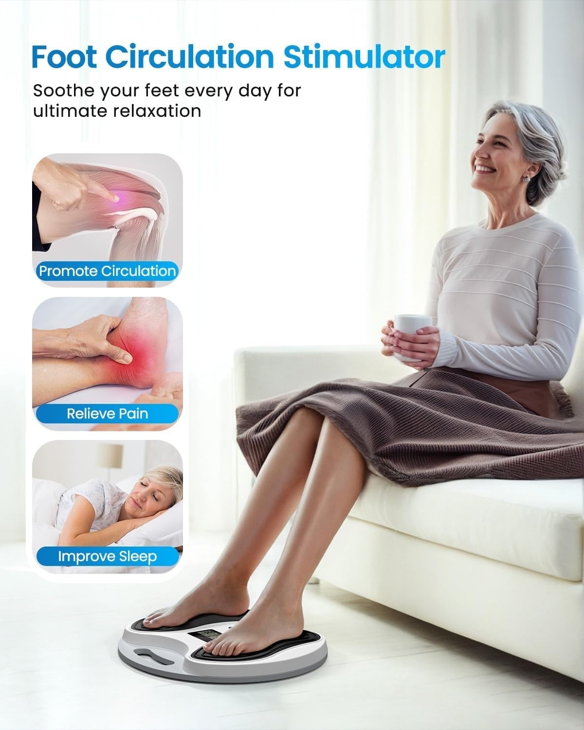 EMS Foot Massager Circulation Booster Pain Relief TENS Pads Machine