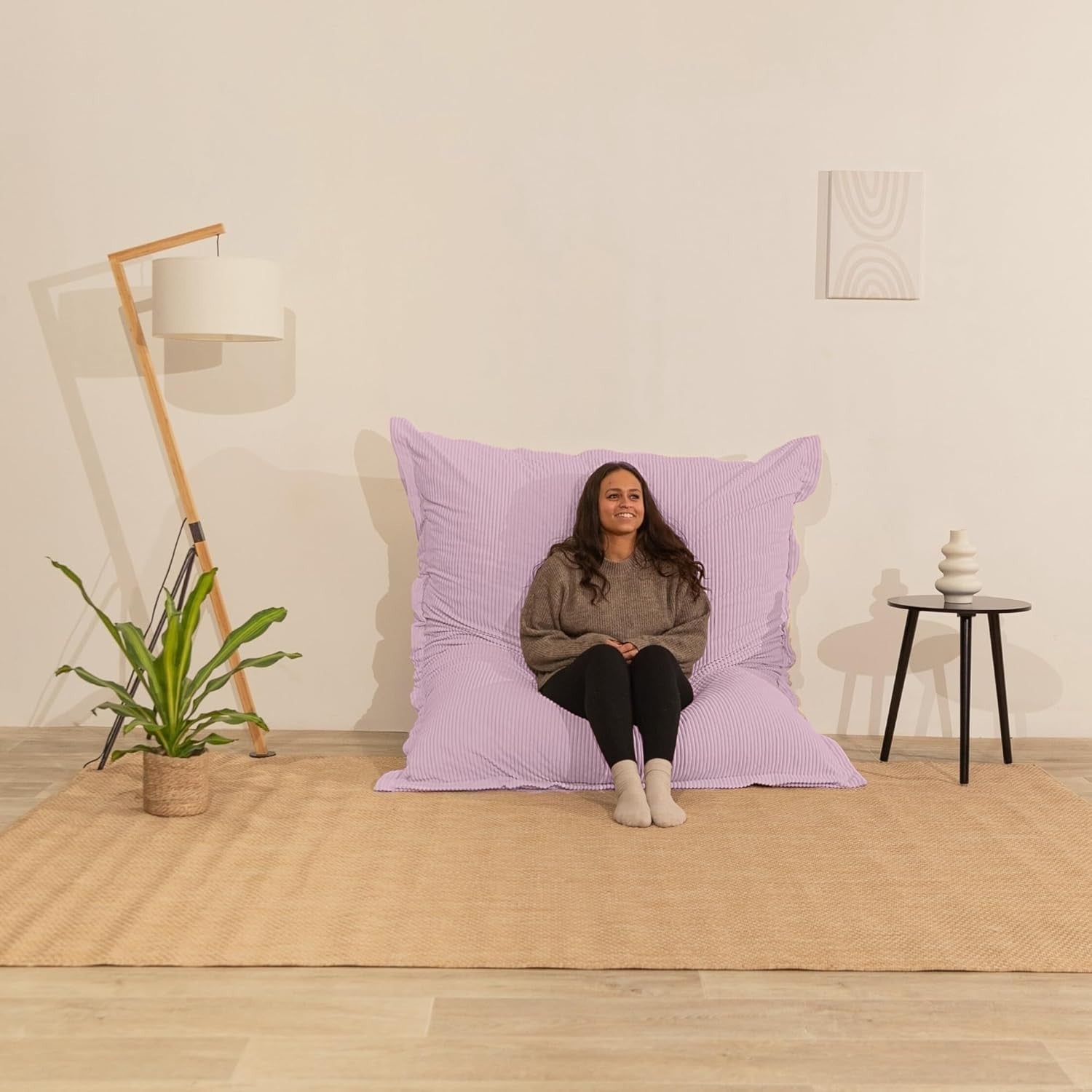 XXL Foam Bean Bag Pink Sofa for Adults & Kids – Corduroy Floor Seat 180x140cm